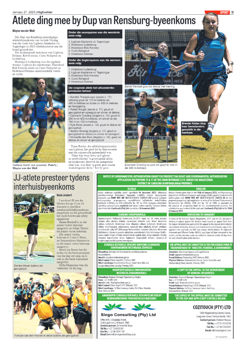 Highvelder Newspaper 27 January 2023 page 11