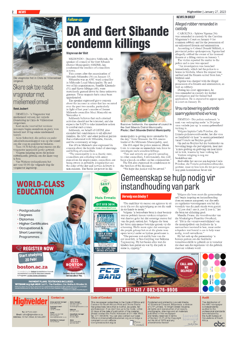 Highvelder Newspaper 27 January 2023 page 2