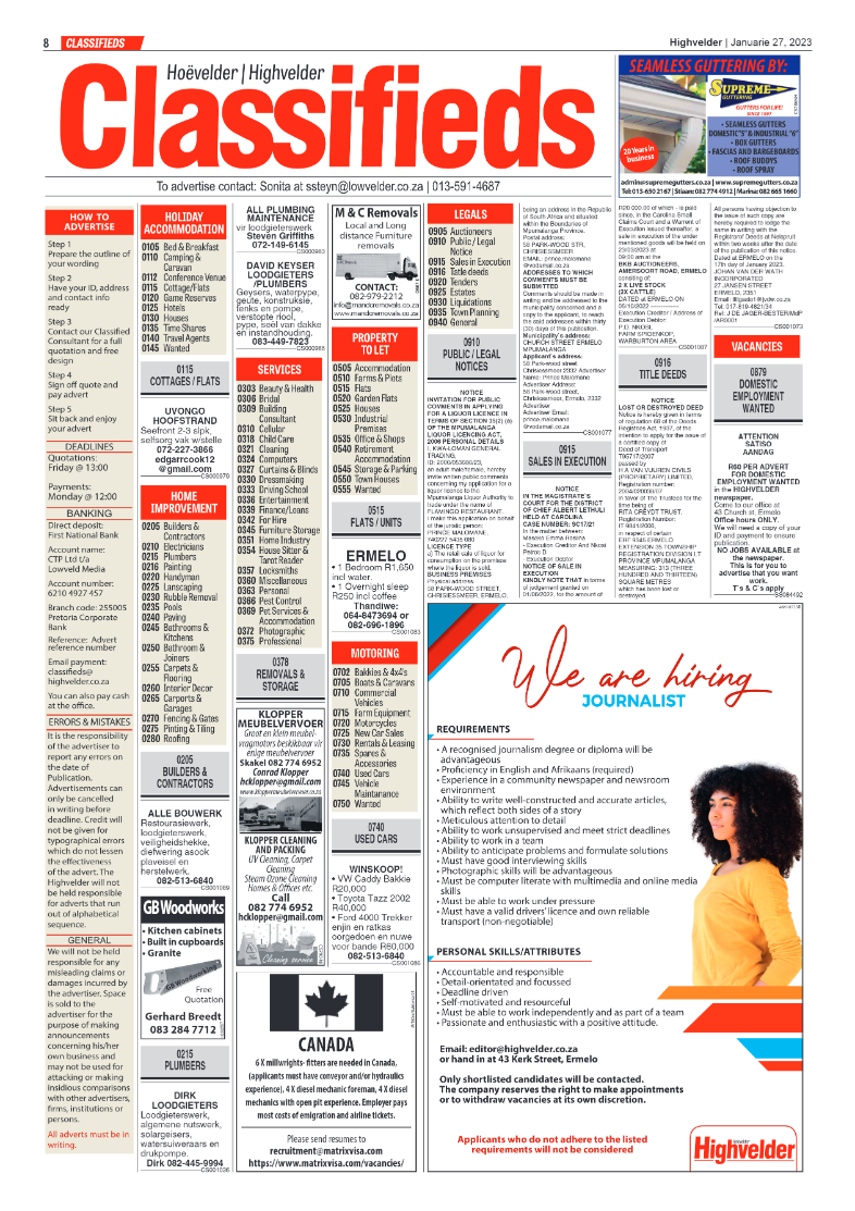 Highvelder Newspaper 27 January 2023 page 8