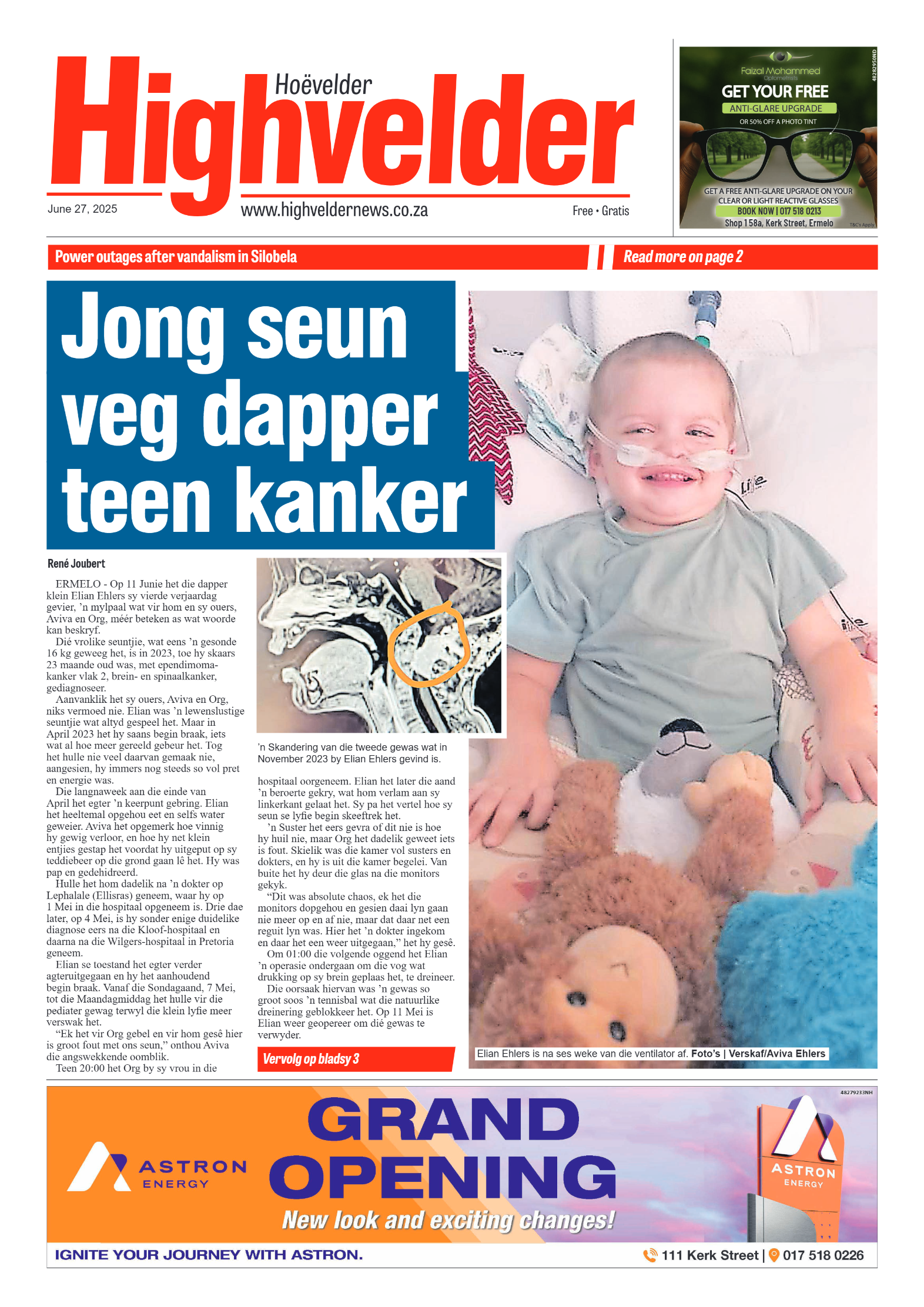 Highvelder Newspaper 27 June 2025 page 1