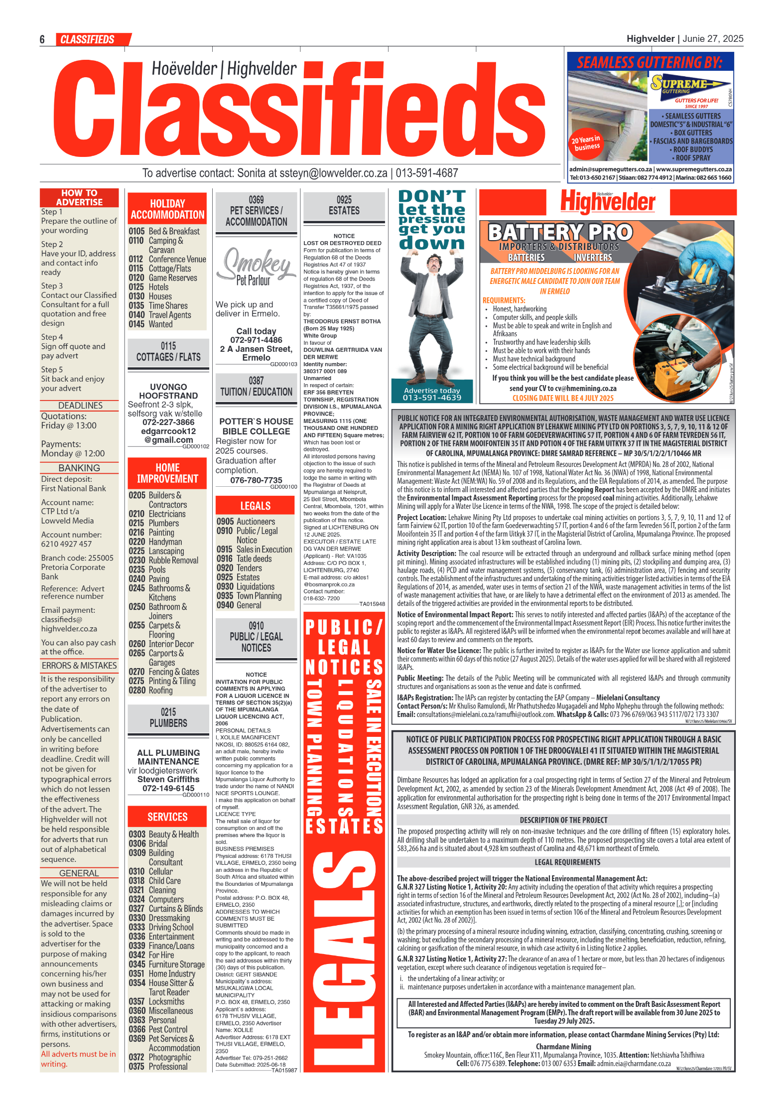 Highvelder Newspaper 27 June 2025 page 6