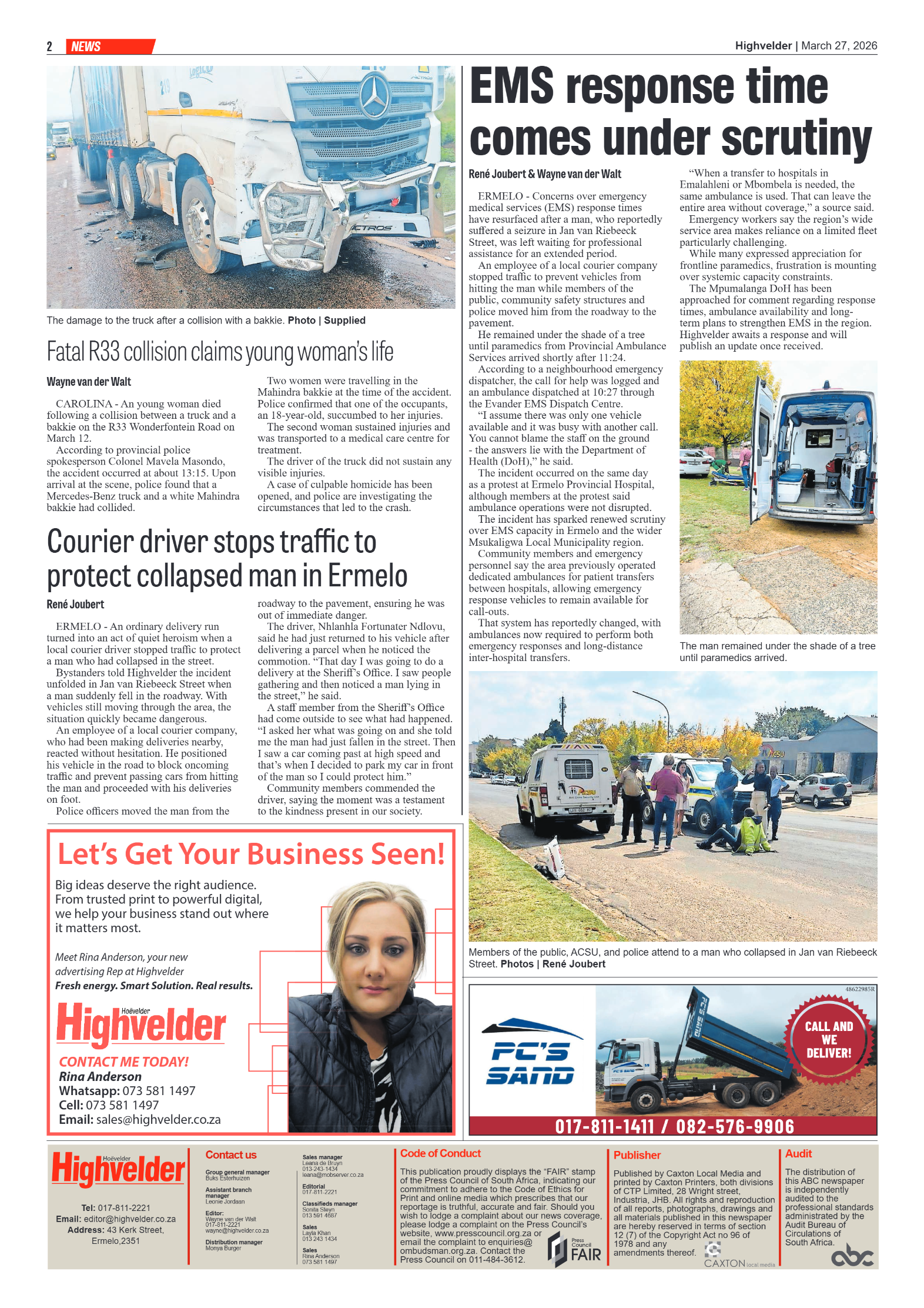Highvelder Newspaper 27 March 2026 page 2