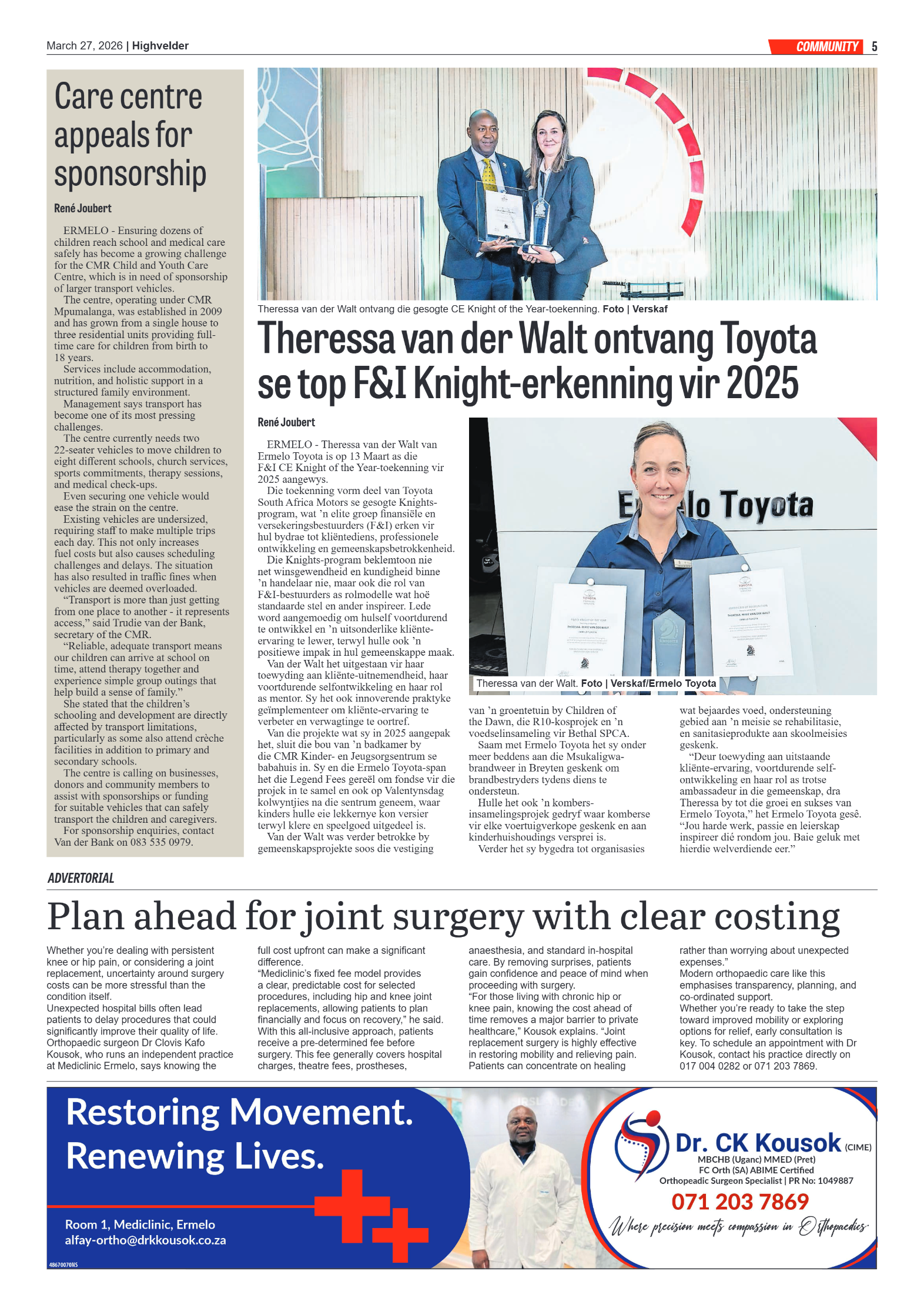 Highvelder Newspaper 27 March 2026 page 5