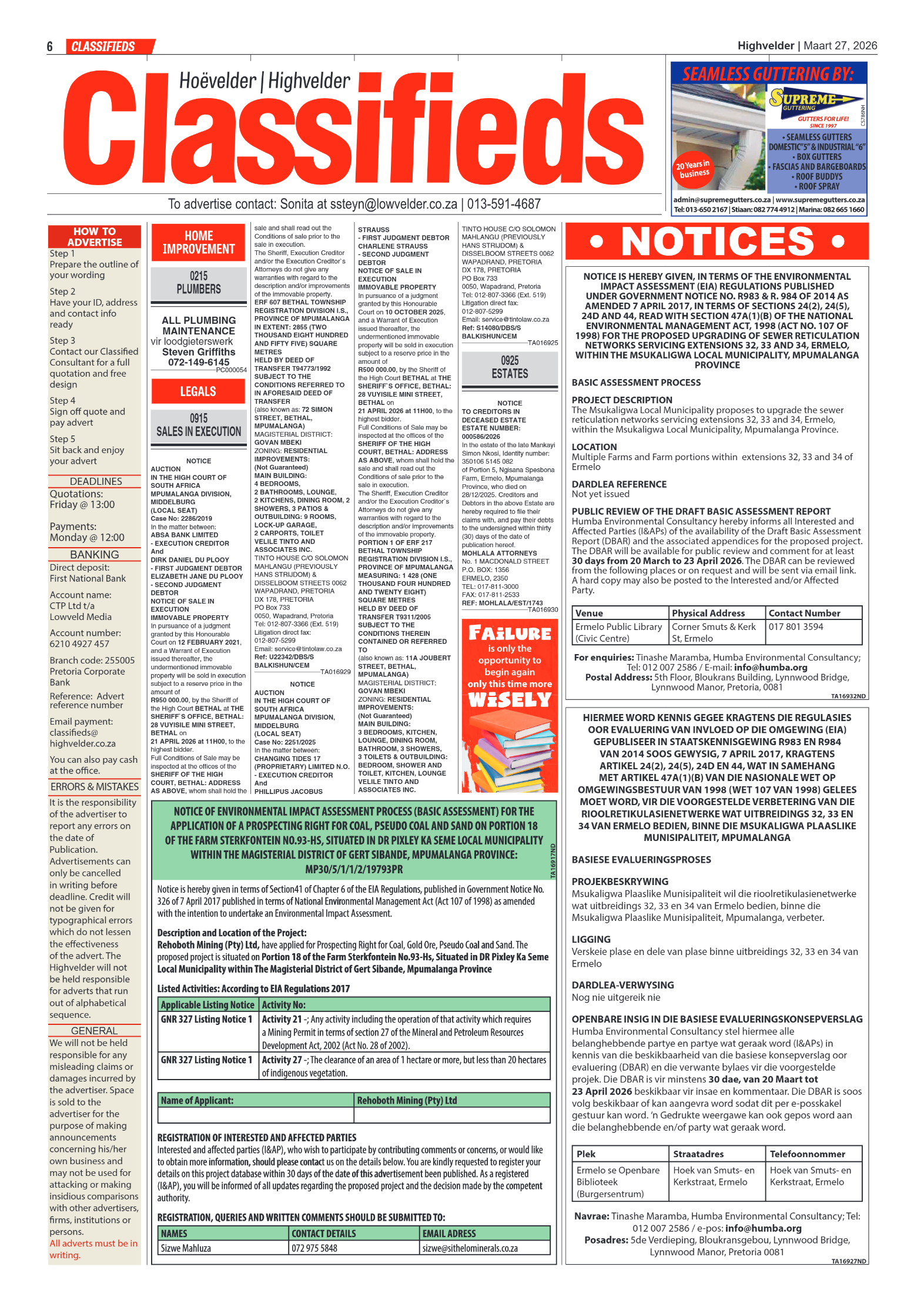 Highvelder Newspaper 27 March 2026 page 6