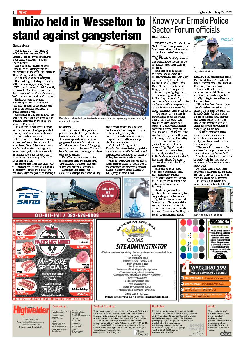 Highvelder Newspaper 27 May 2022 page 2