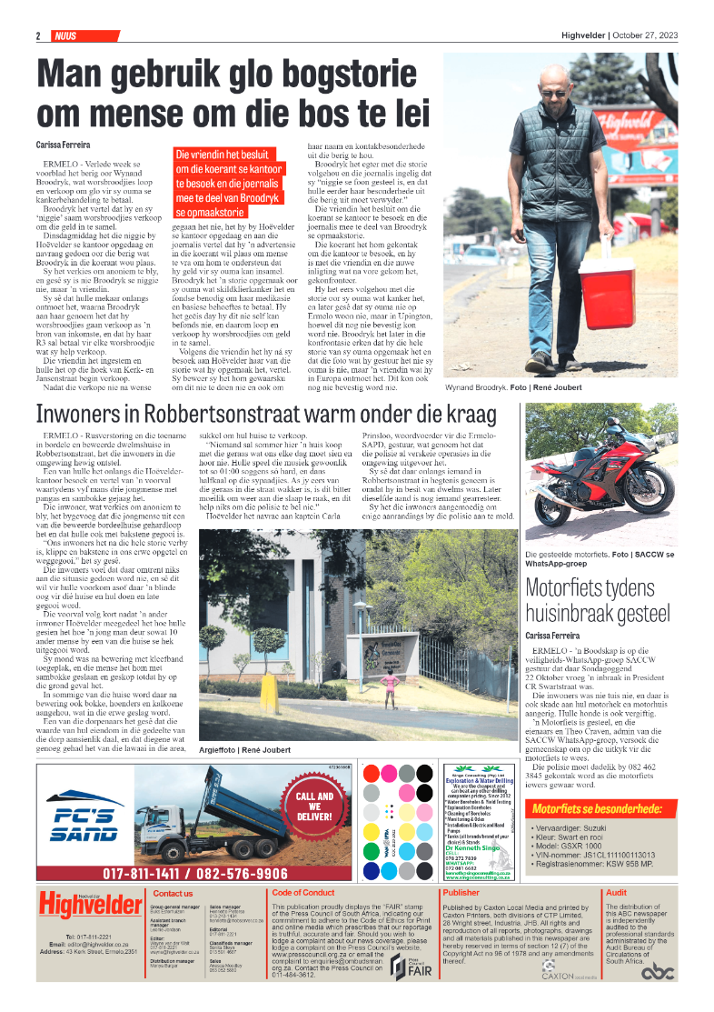 Highvelder Newspaper 27 October 2023 page 2