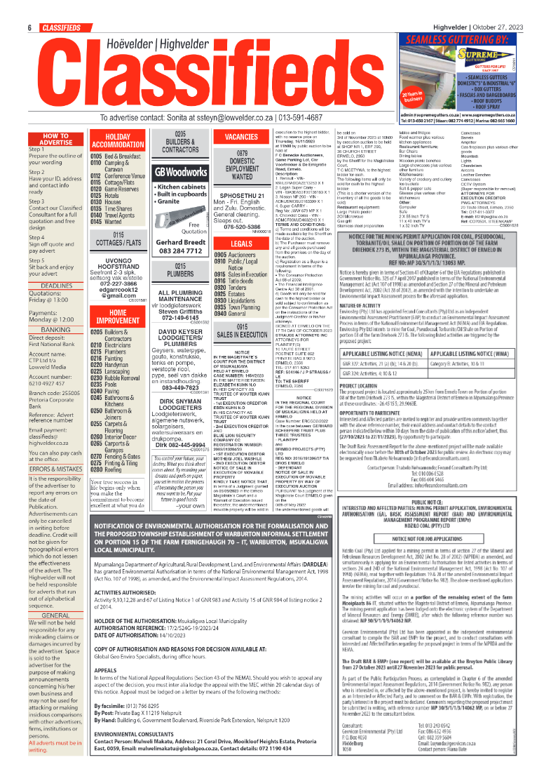 Highvelder Newspaper 27 October 2023 page 6