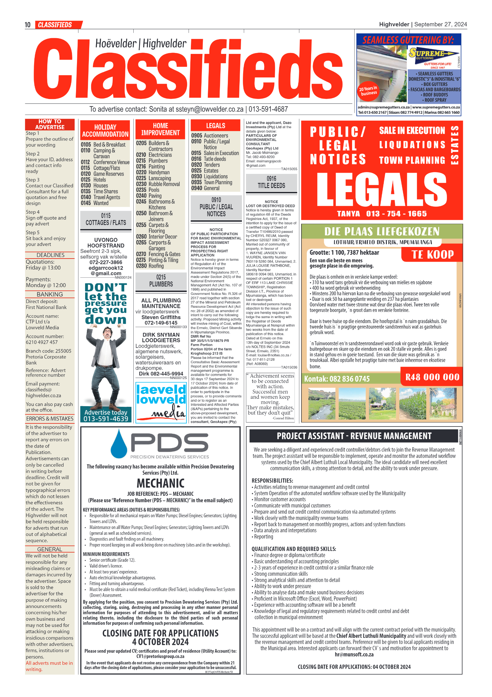 Highvelder Newspaper 27 September 2024 page 10