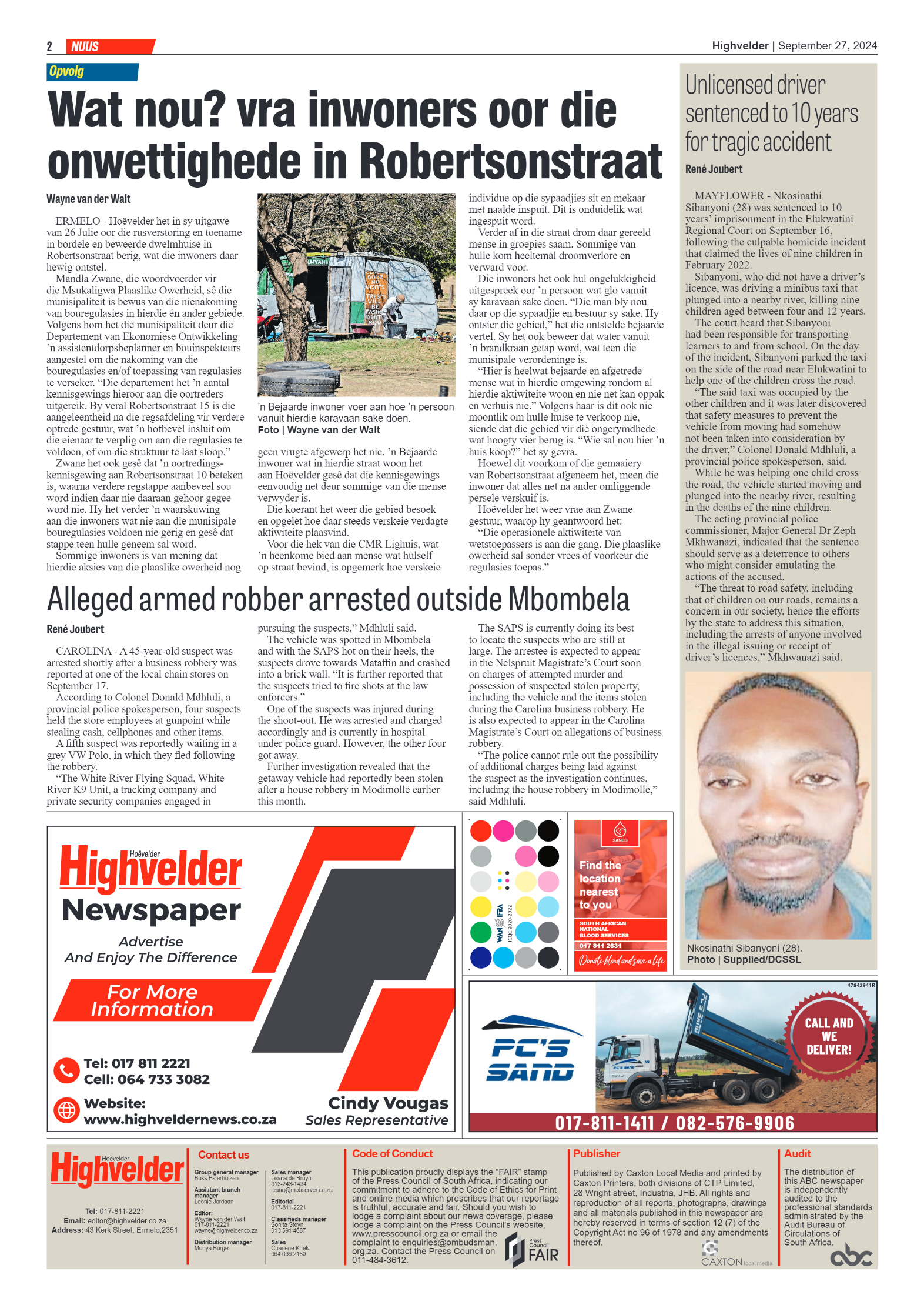 Highvelder Newspaper 27 September 2024 page 2