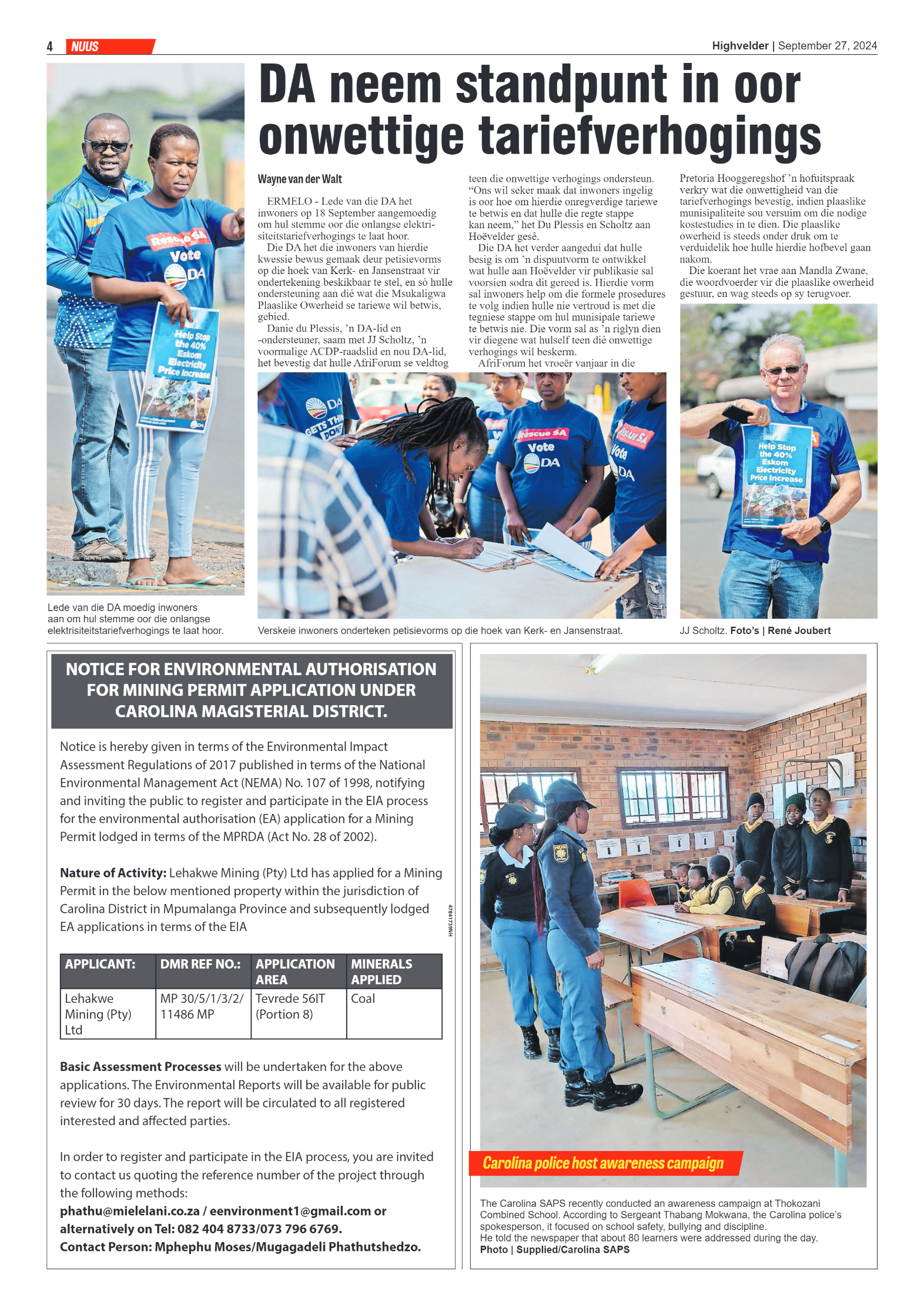 Highvelder Newspaper 27 September 2024 page 4