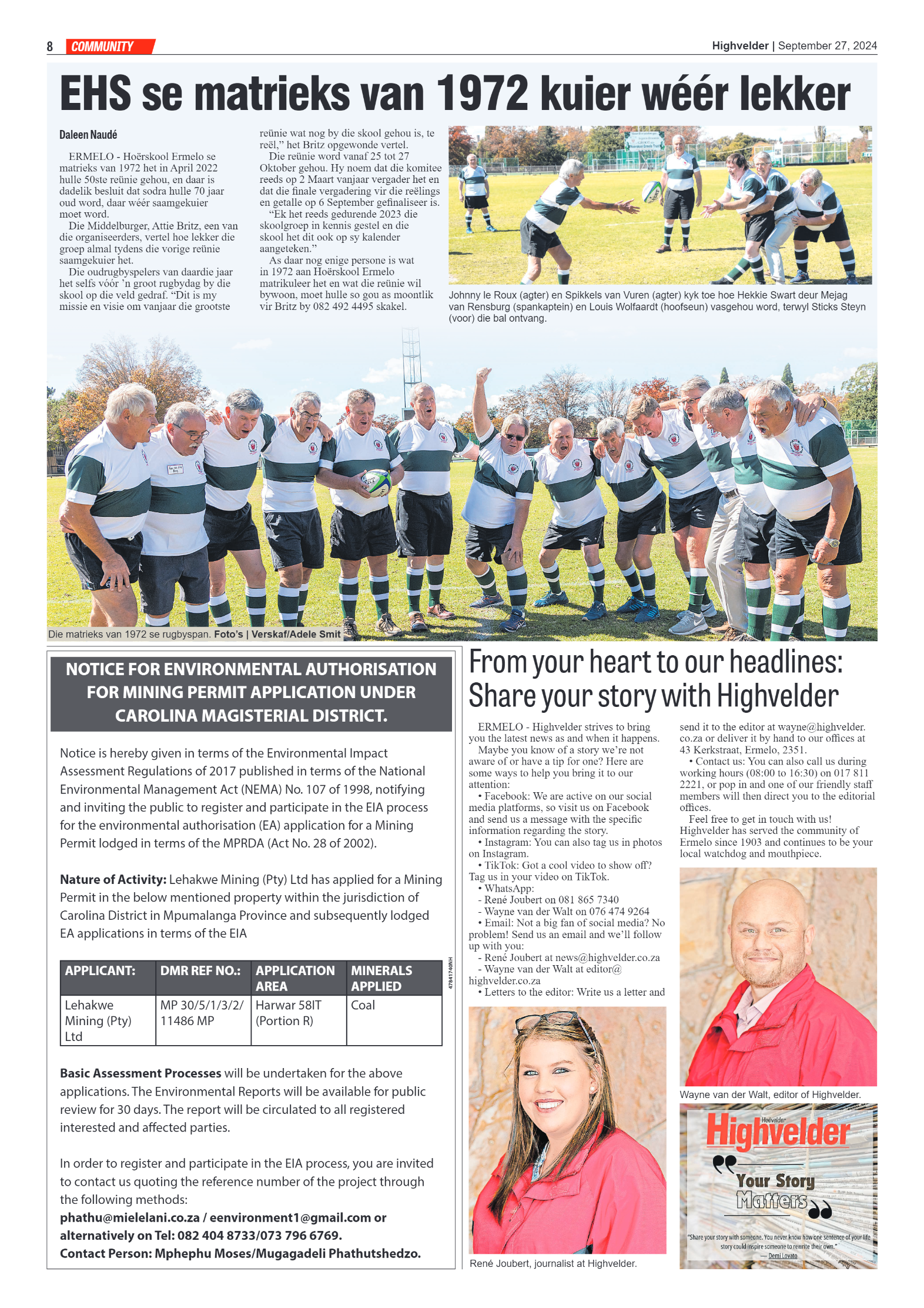 Highvelder Newspaper 27 September 2024 page 8