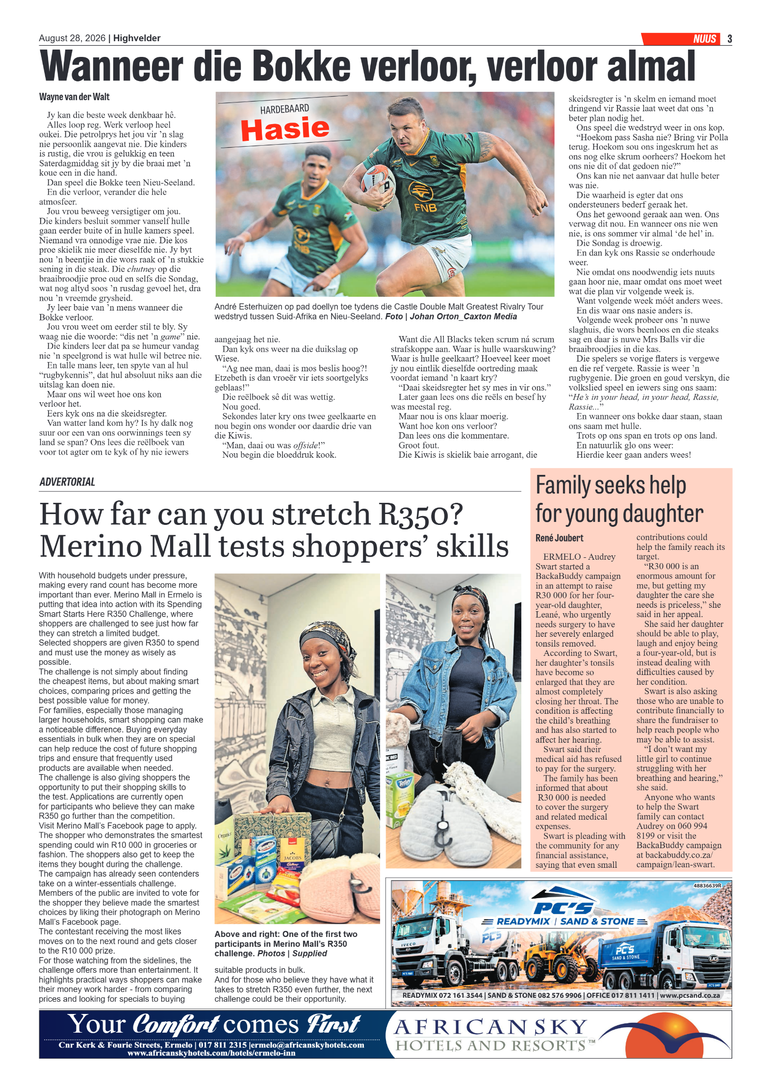 Highvelder Newspaper 28 August 2026 page 3