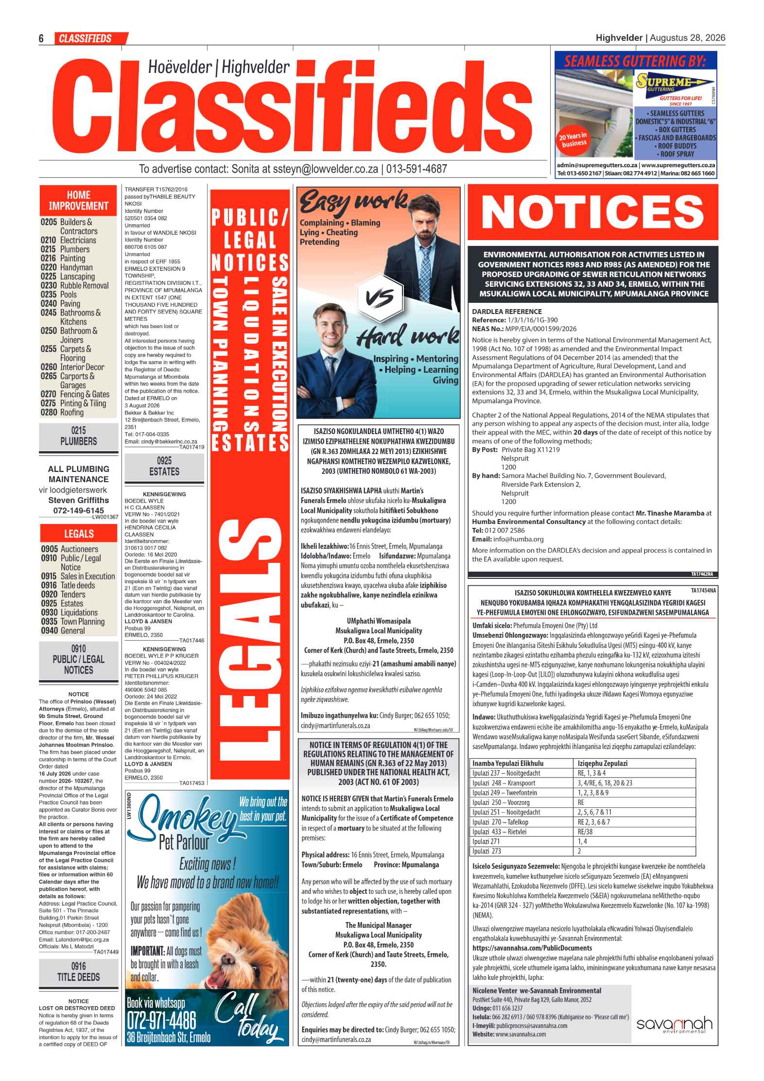 Highvelder Newspaper 28 August 2026 page 5