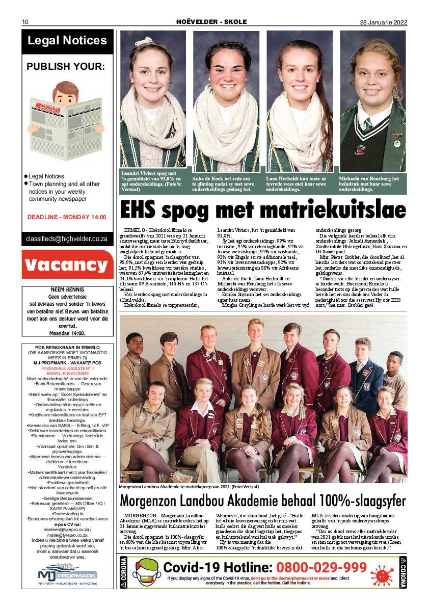 Highvelder Newspaper 28 January 2022 page 10
