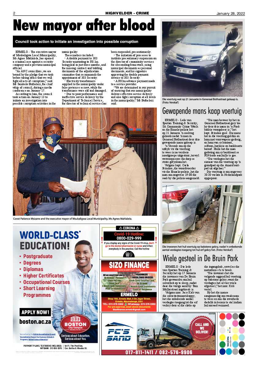 Highvelder Newspaper 28 January 2022 page 2