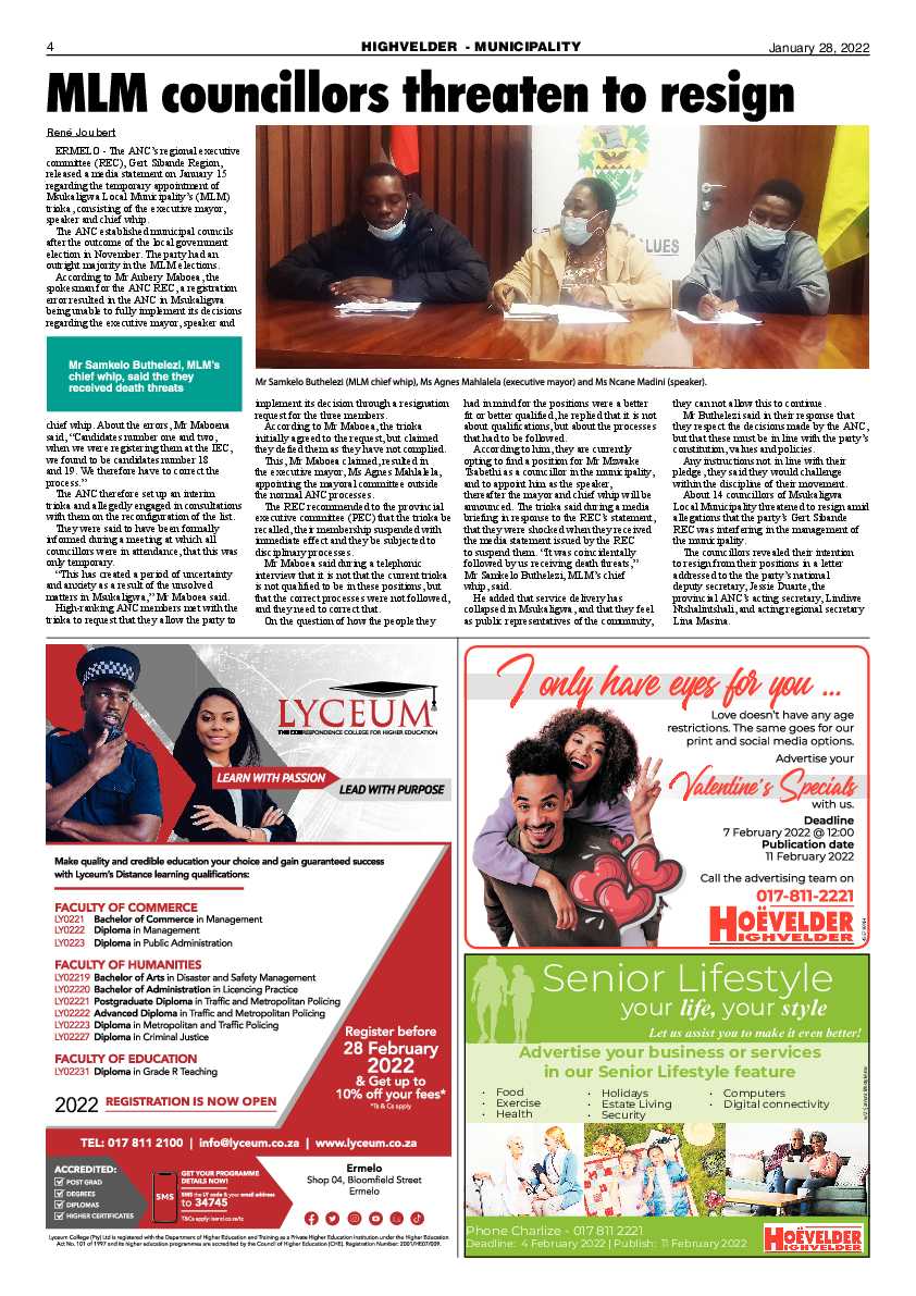 Highvelder Newspaper 28 January 2022 page 4
