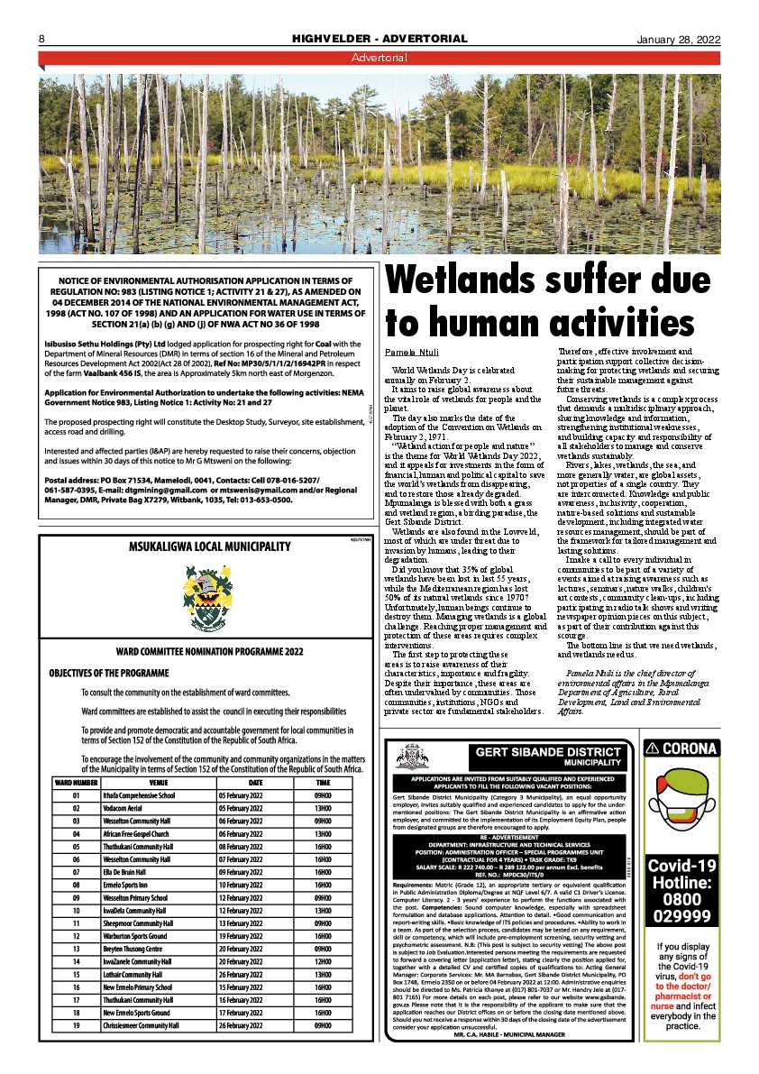 Highvelder Newspaper 28 January 2022 page 8