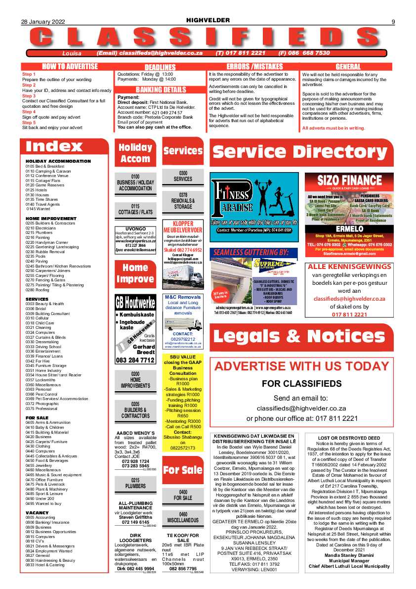 Highvelder Newspaper 28 January 2022 page 9