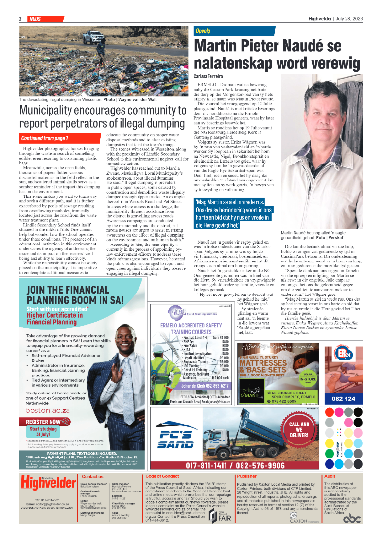 Highvelder Newspaper 28 July 2023 page 2