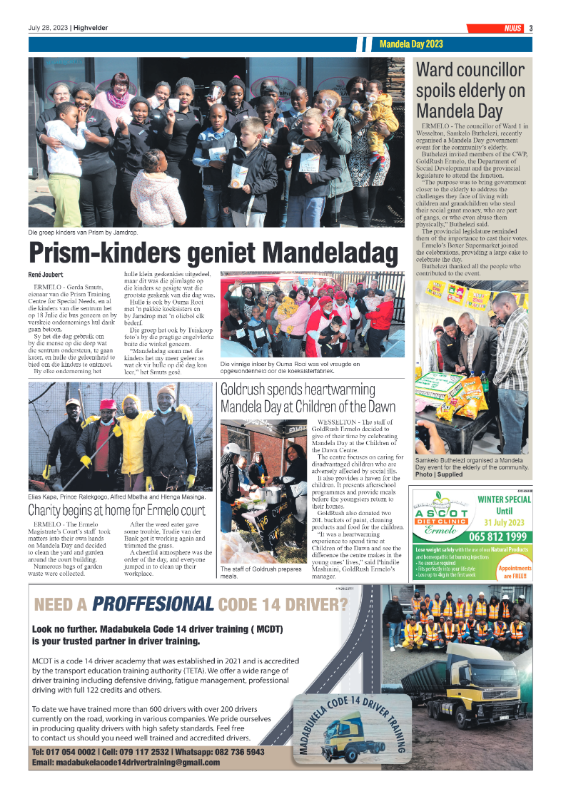 Highvelder Newspaper 28 July 2023 page 3