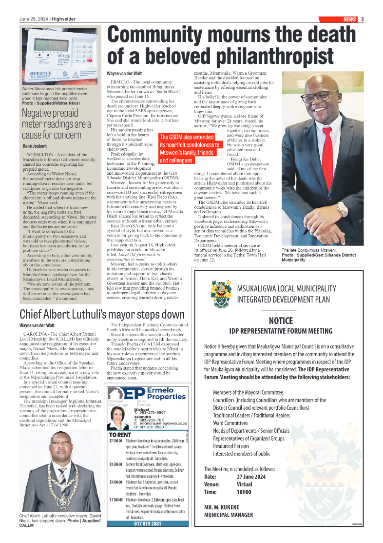 Highvelder Newspaper 28 June 2024 page 3