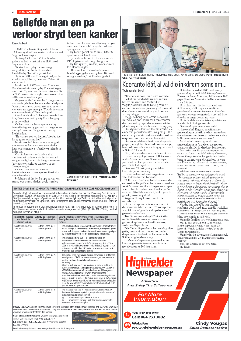 Highvelder Newspaper 28 June 2024 page 4