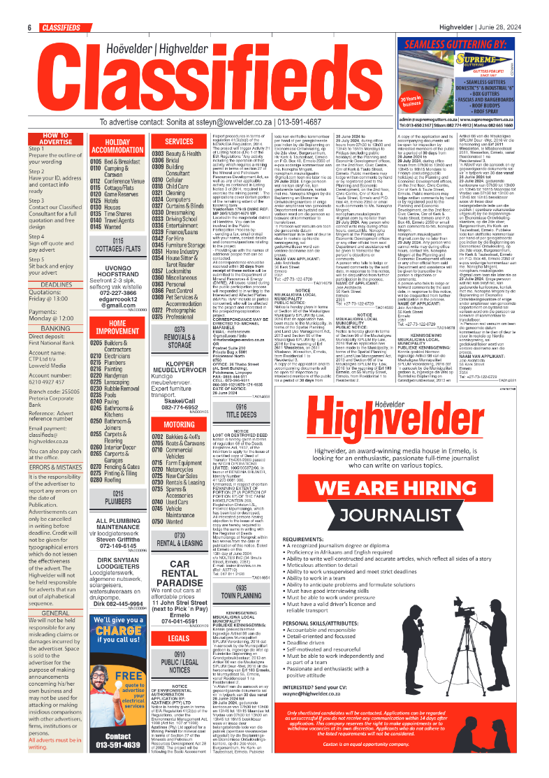 Highvelder Newspaper 28 June 2024 page 6