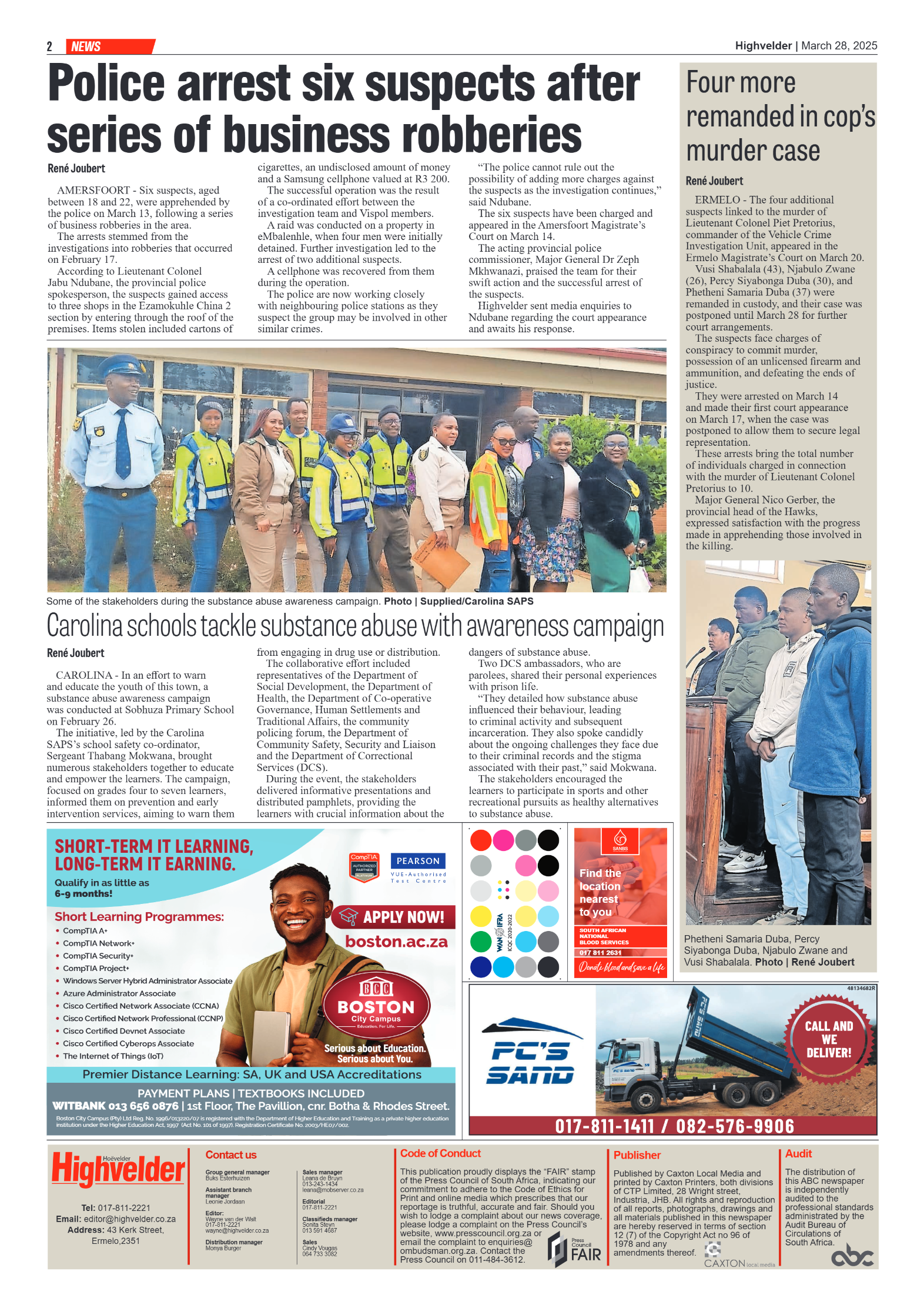 Highvelder Newspaper 28 March 2025 page 2