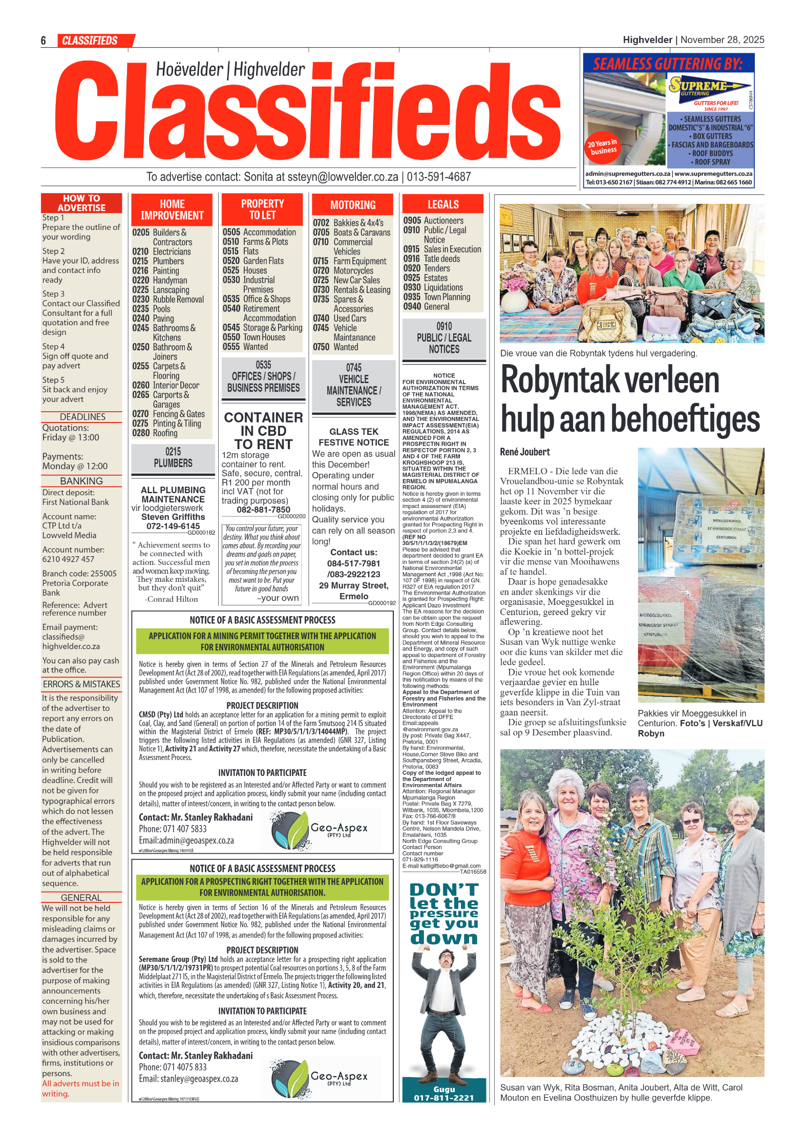 Highvelder Newspaper 28 November 2025 page 6