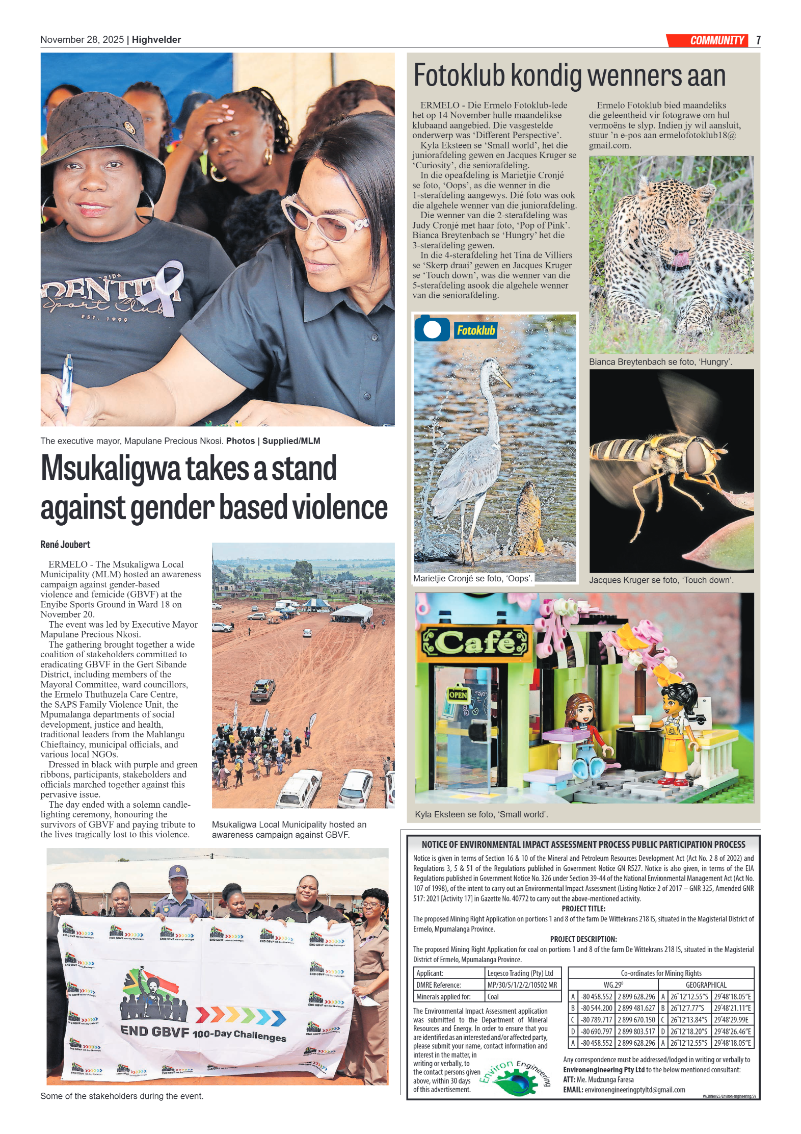 Highvelder Newspaper 28 November 2025 page 7