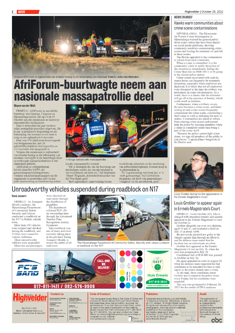 Highvelder Newspaper 28 October 2022 page 2