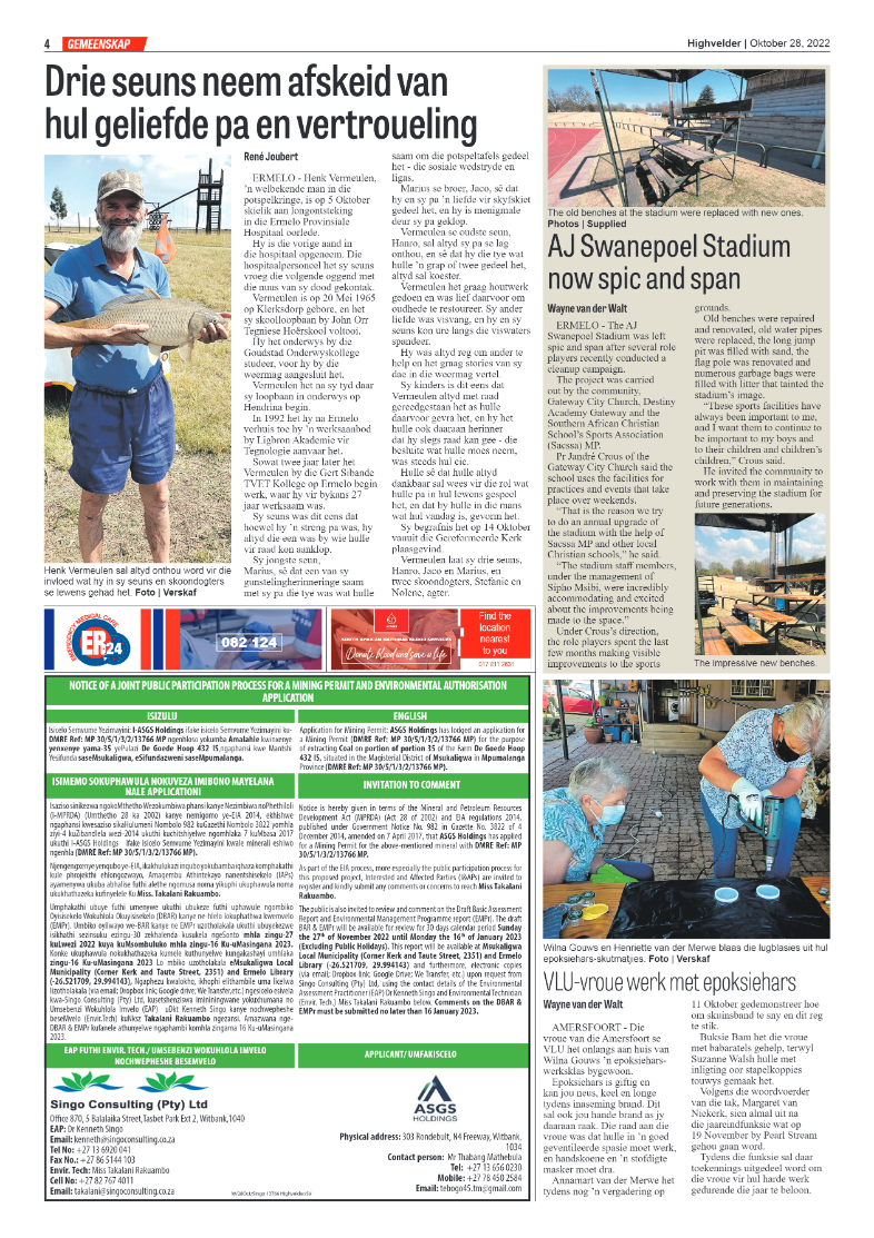 Highvelder Newspaper 28 October 2022 page 4