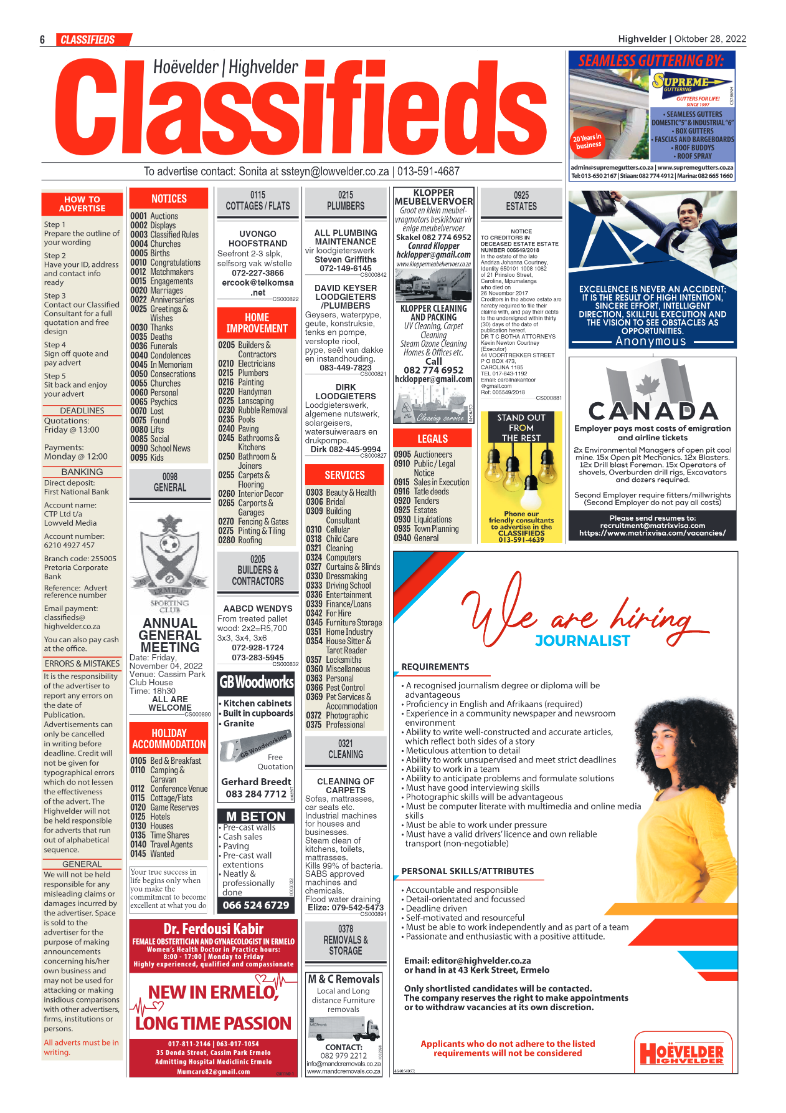 Highvelder Newspaper 28 October 2022 page 6