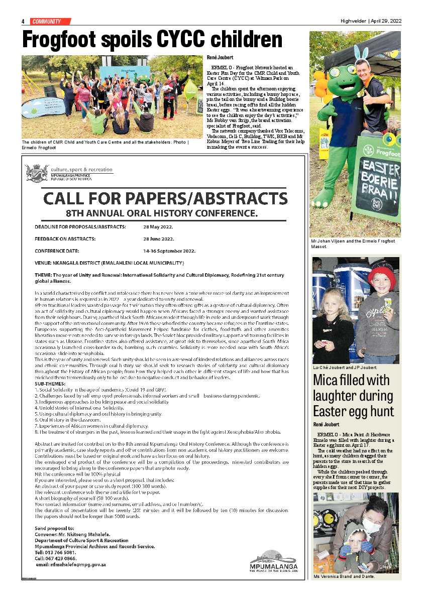 Highvelder Newspaper 29 April 2022 page 4
