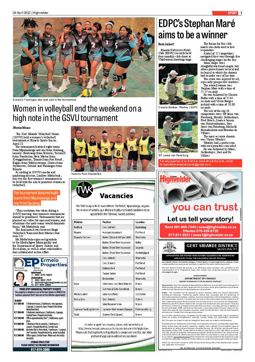 Highvelder Newspaper 29 April 2022 page 7