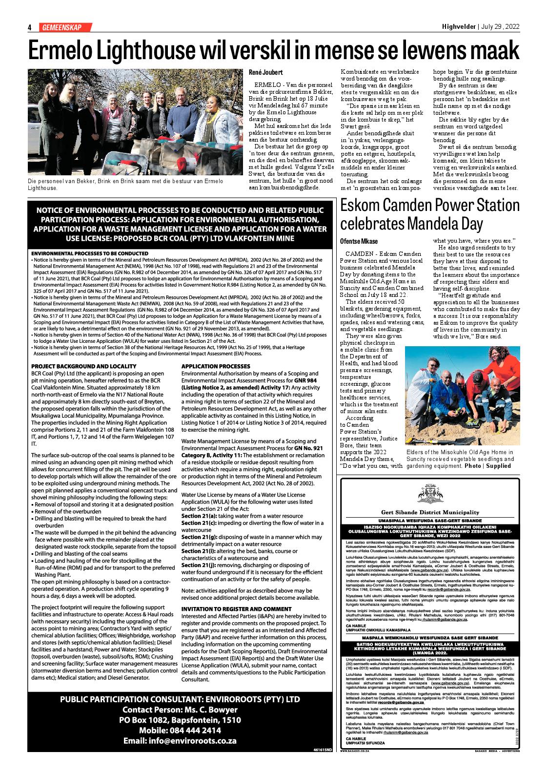 Highvelder Newspaper 29 July 2022 page 4