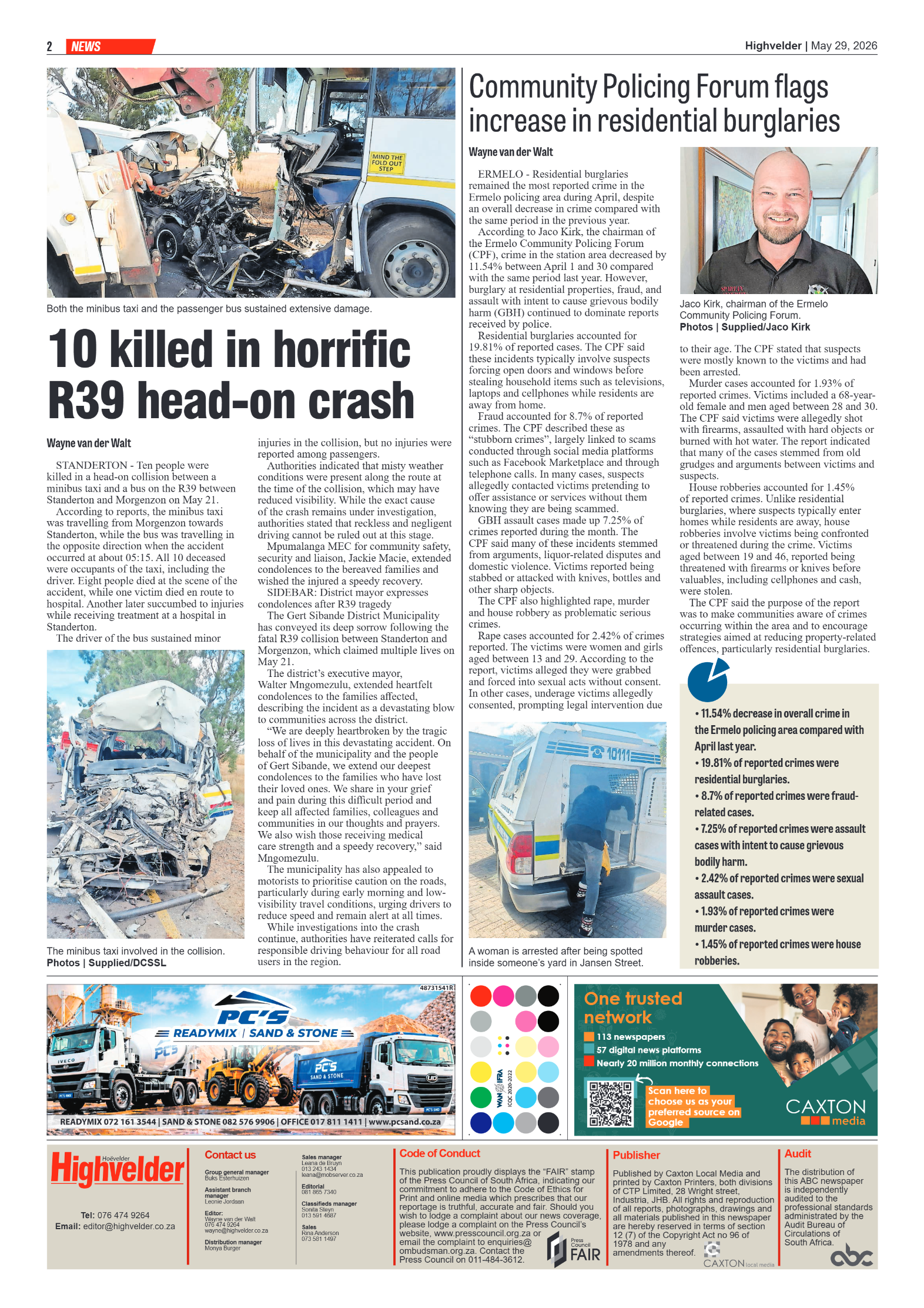 Highvelder Newspaper 29 May 2026 page 2