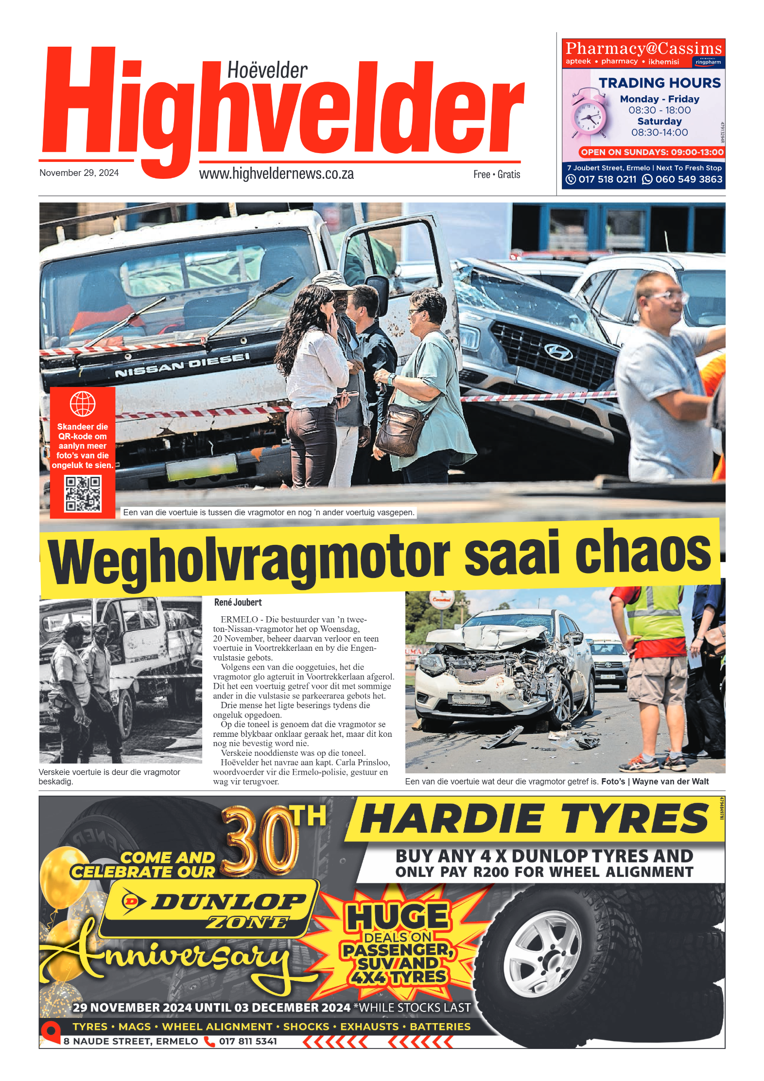 Highvelder Newspaper 29 November 2024 page 1