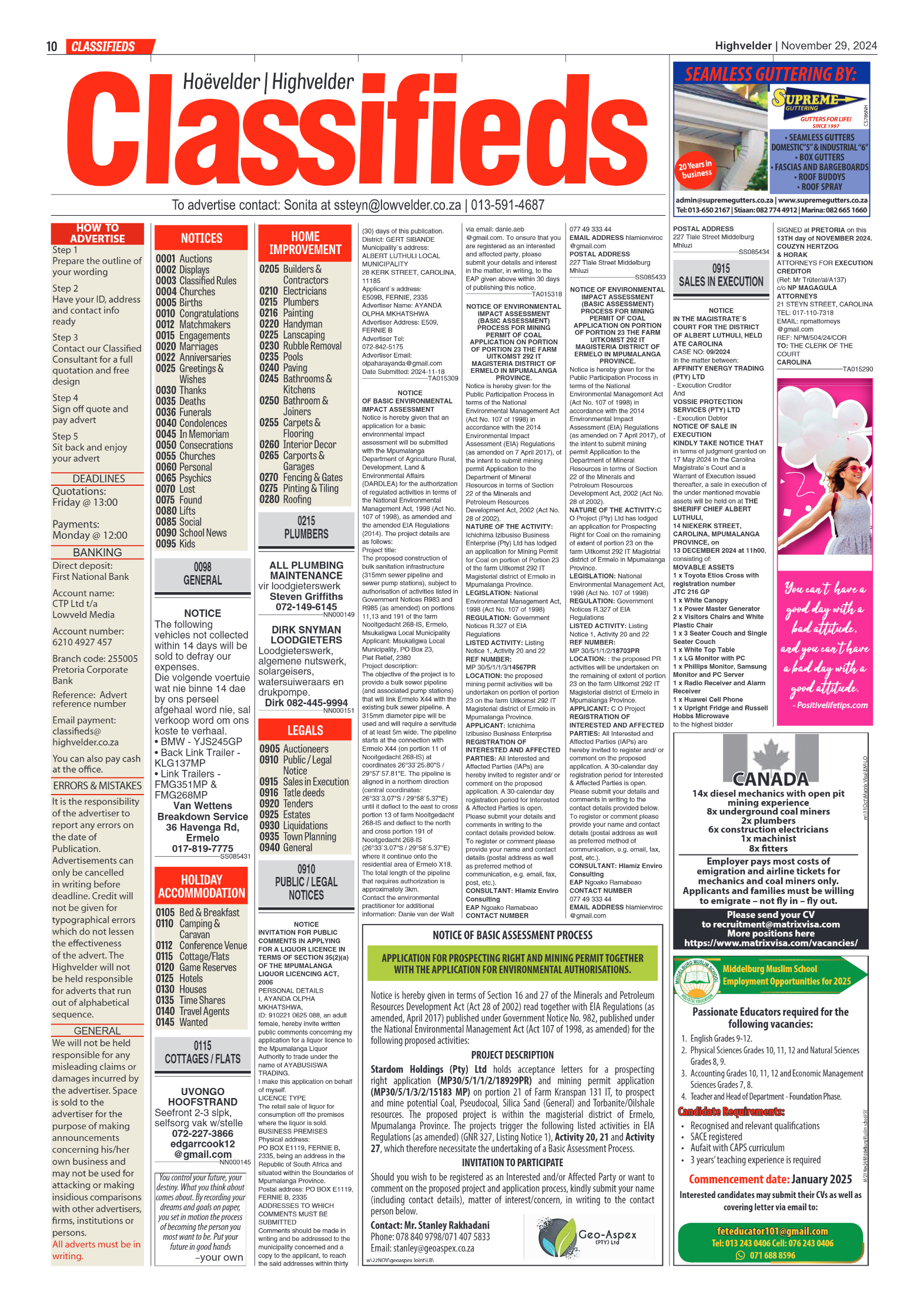 Highvelder Newspaper 29 November 2024 page 10
