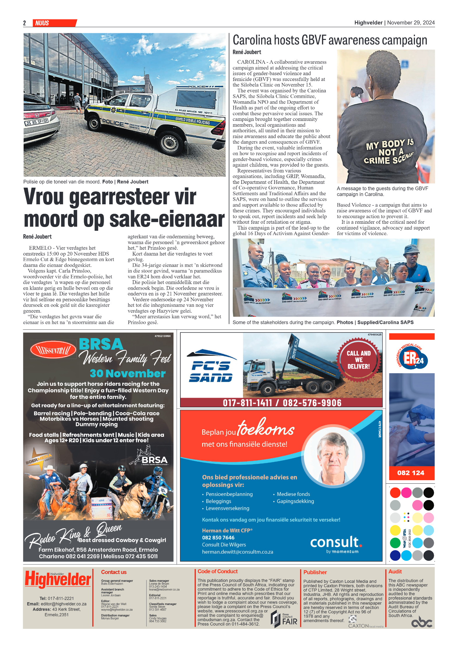 Highvelder Newspaper 29 November 2024 page 2