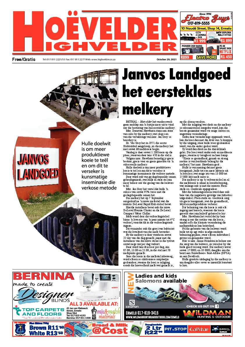 Highvelder Newspaper 29 October 2021 page 1