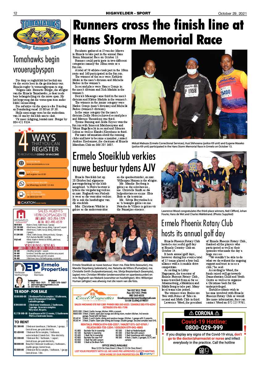Highvelder Newspaper 29 October 2021 page 12