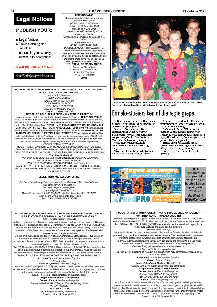 Highvelder Newspaper 29 October 2021 page 14
