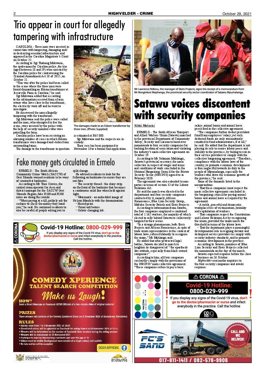Highvelder Newspaper 29 October 2021 page 2