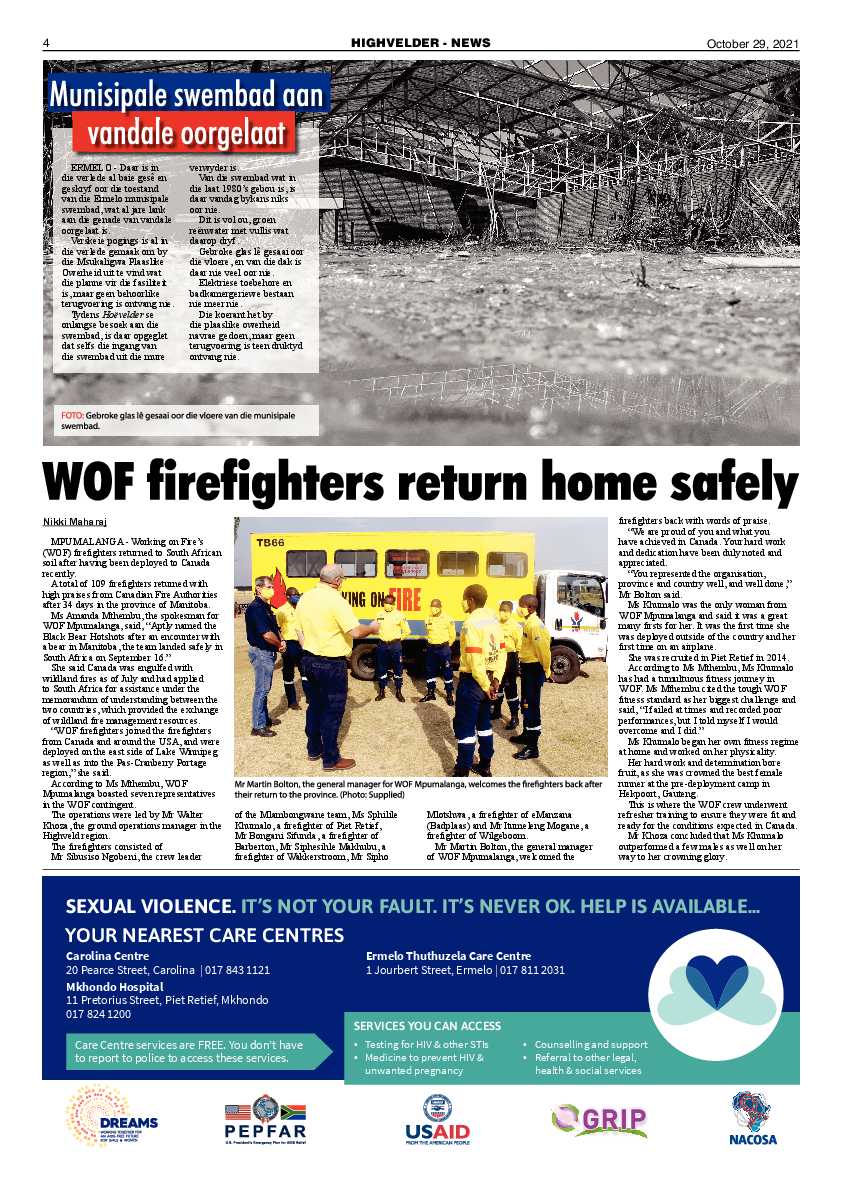 Highvelder Newspaper 29 October 2021 page 4