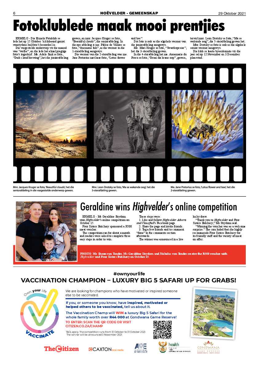 Highvelder Newspaper 29 October 2021 page 6