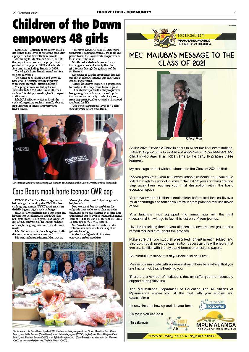 Highvelder Newspaper 29 October 2021 page 9