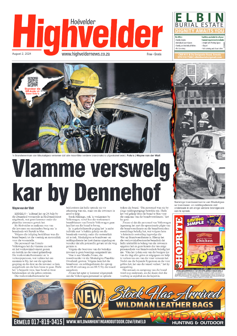 Highvelder Newspaper 2 August 2024 page 1