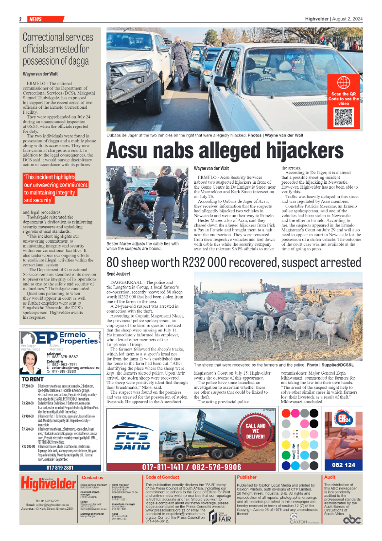 Highvelder Newspaper 2 August 2024 page 2
