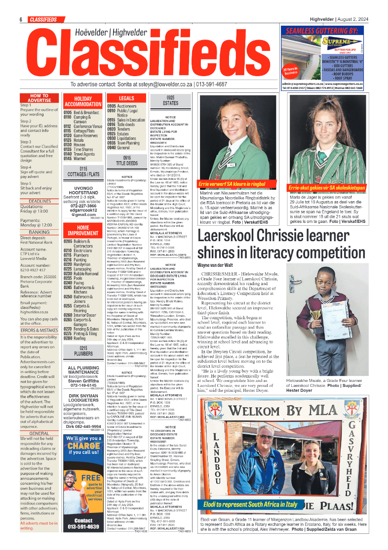 Highvelder Newspaper 2 August 2024 page 6